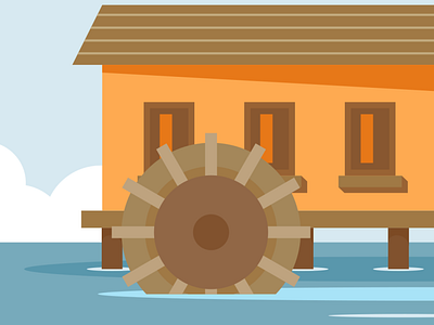 Waterwheel design flatdesign flatposter illustration vector