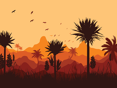 Yucca sunset design flatdesign flatposter illustration vector