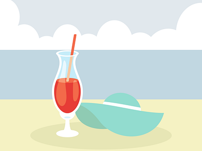 Wine onthe beach flatdesign flatposter illustration vector