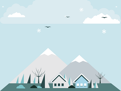 2 houses in the winter design flatdesign flatposter illustration vector