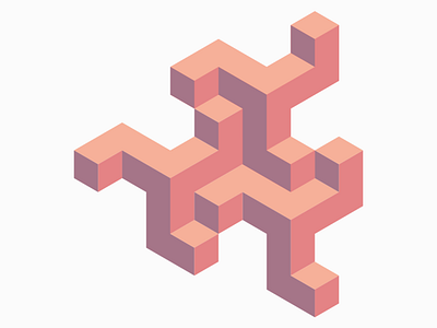 isometric 3d pattern red