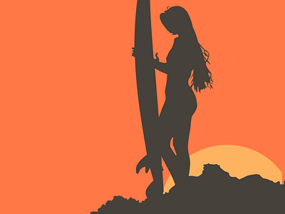 Surfer girl design flatdesign flatposter illustration vector