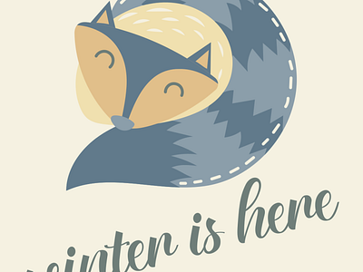 Winter is here fox design flatdesign flatposter illustration vector