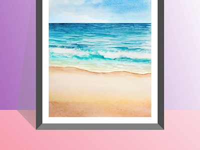 Watercolor beach design flatdesign flatposter illustration vector