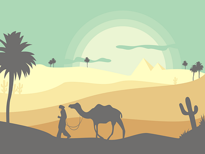 Flat desert landscape design flatdesign flatposter illustration vector