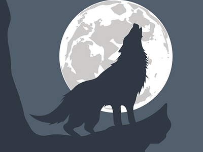 Midnight wolf design flatdesign flatposter illustration vector