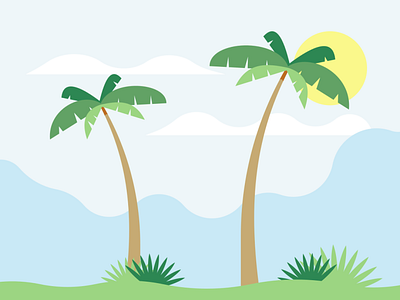 Palm trees landscape design flatdesign flatposter illustration vector