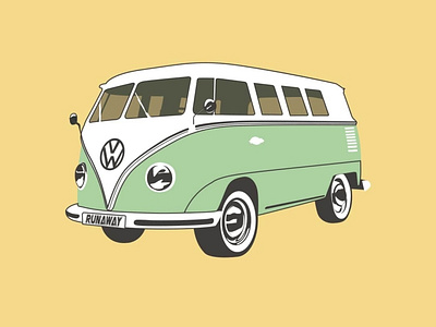 Vintage VW van design flatdesign flatposter illustration vector