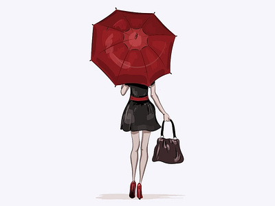 Woman with an umbrella design flatdesign flatposter illustration vector