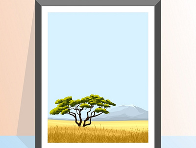 African savanna design flatdesign flatposter illustration vector