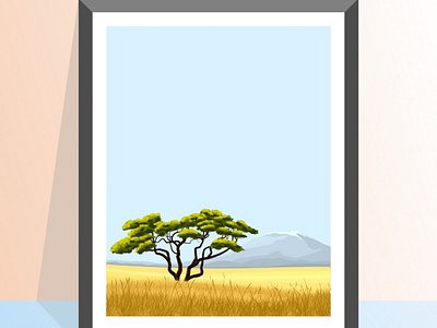 African savanna design flatdesign flatposter illustration vector