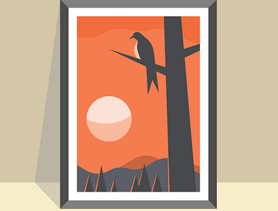 Sunset bird design flatdesign flatposter illustration vector