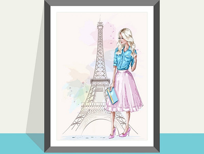 Parisienne woman design flatdesign flatposter illustration posterprints vector