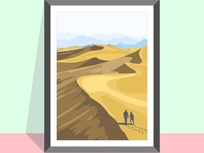 Desert dunes flatdesign flatposter illustration vector