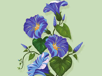 Blue flowers design flatdesign flatposter illustration vector