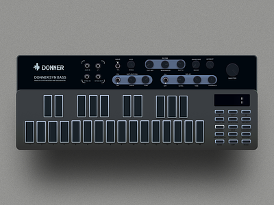 Skeuomorphic Donner B1 Bass Synthesizer made in figma music neumorphic neumorphism skeuomorphic skeuomorphism synth