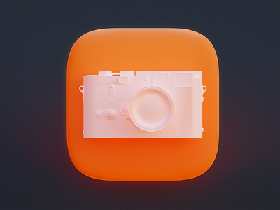 Paper Camera icon 3d blender camera design icon illustration interface ios leica logo mac macos orange osx photo photography ui vector white