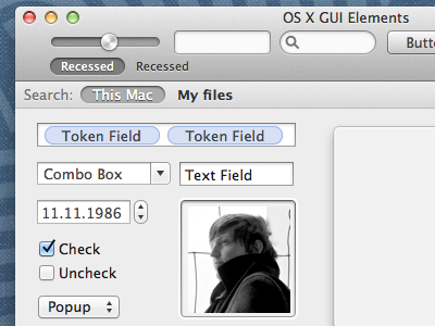 Mac OS X GUI Elements. Made in Sketch. button field gui icon mac osx popup search stencils vector widgets windows