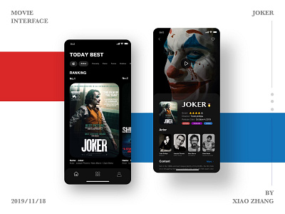 Joker Movie App interface black figure ui