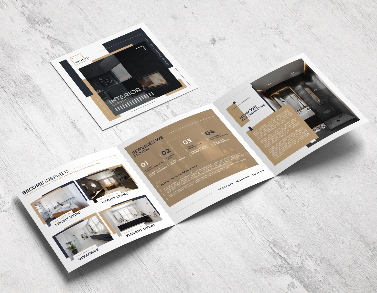 Square Trifold Interior Brochure Template by Dalibor Stankovic on Dribbble