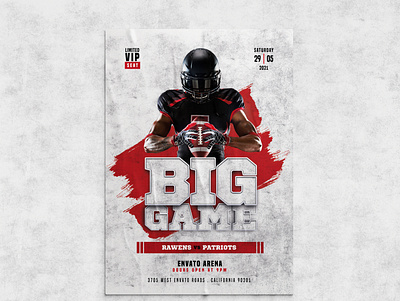 Big Game Football Flyer Template american football flyer design template flyer template football game game day poster design psd flyer psd flyer template rugby