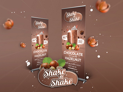 Roll-Up Banner banners brown cafe chocolate coffee commercial creative design events food graphic hazelnut modern photoshop print ready professional restaurant rollup shake signage