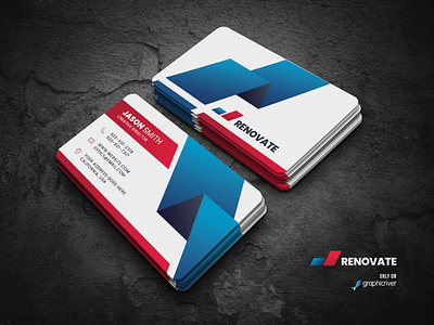Business Card Template architect blue business business card business card design clean corporate creative design graphic modern photoshop print print ready professional red typography