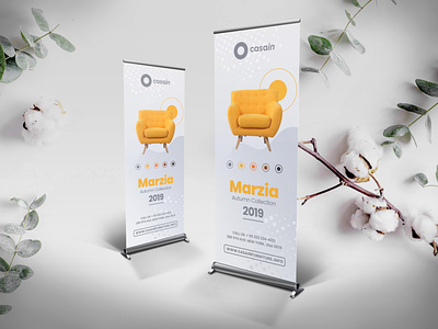 Roll-Up Banner PSD autumn banner branding corporate furniture graphic photoshop print print ready professional rollup yellow