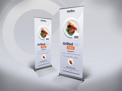 Roll-Up Banner PSD banner banner design creative design fish graphic photoshop print print ready professional restaurant branding rollup rollup banner seafood