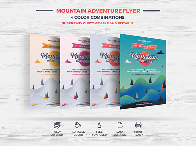 Mountain Adventure Flyer art branding corporate creative design flyer graphic illustration modern natural photoshop poster print print ready professional