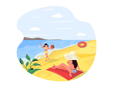 "Beach" illustration in vector app design flat illustration illustrator minimal modern vector web website
