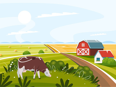 Farm cartoon design flat illustration illustrator minimal modern vector web website