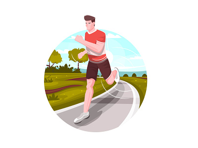 Runner in the Park cartoon design flat illustration minimal people poster sport vector