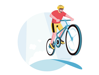Cheerful cyclist bicycle cartoon colorful design flat illustration illustrator minimal modern sport vector