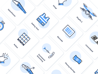 Icons for Site "Ware" app blue cartoon design drone flat icon icons icons pack illustration illustrator line minimal modern vector warehouse web website