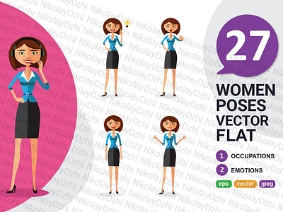 Business flat woman collection vector illustration