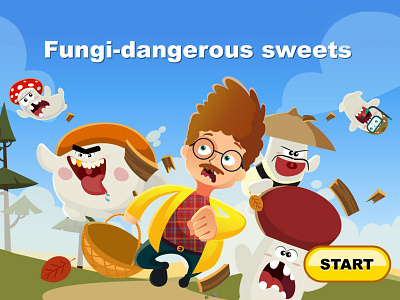 Electronic training сourse "Fungi dangerous sweets" cartoon character elearning interaction