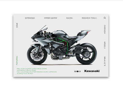 Kawasaki NINJA H2 clean design kawasaki menu motorcycle ui ux web website