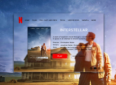 Netflix clean design film interstellar netflix ui ux web website