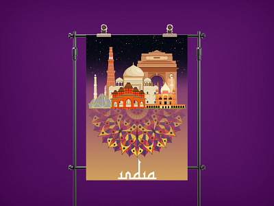 India illustration  Poster