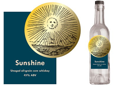 Whiskey label design sunshine typography whiskey whisky