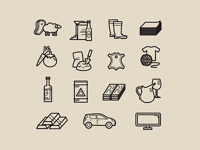 Trade goods icons illustration