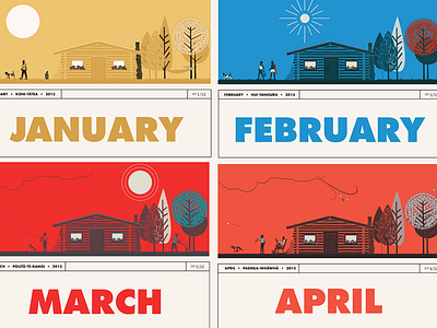 Calendar 2016 WIP calendar design illustration