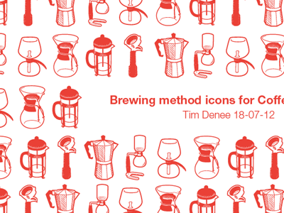 Coffee brewing method icons brewing chemex coffee espresso iconography icons illustration