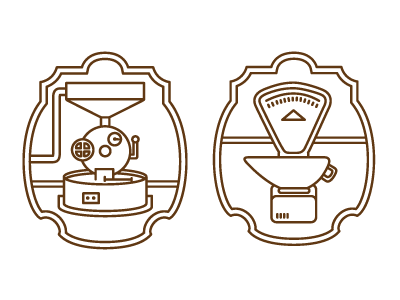 Roasting & Weighing coffee design illustration