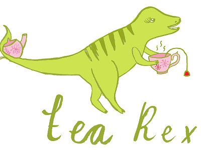 Tea Rex digital hand drawn illustration lettering type