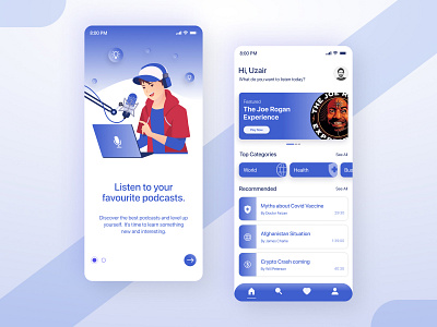 Podcast App design figma mobile mobiledesign ui uiux ux