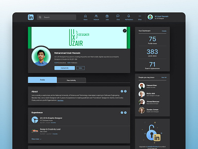 LinkedIn Redesign with Dark Mode casestudy dark figma landingpage mobile redesign ui ux web webdesign