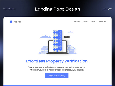 Property Verification Startup Landing Page blue design figma landingpage minimal property ui ux webdesign website