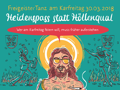 Heidenspass statt Höllenqualen 3 design illustration jesus tattoo vector